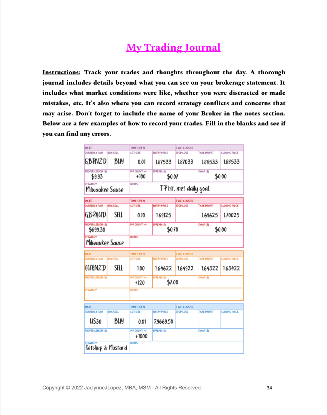 My World Map To FOREX - New Study Buddy Edition Workbook